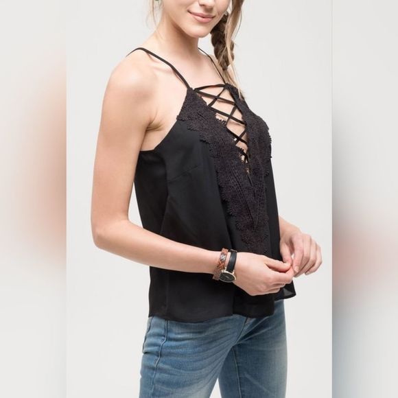 WAYF Where are you from EMBROIDERED LACE-UP CAMI NWOT - Picture 8 of 10